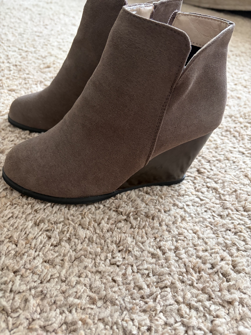 Women’s Taupe Suede Wedge Ankle Boots From Macy's